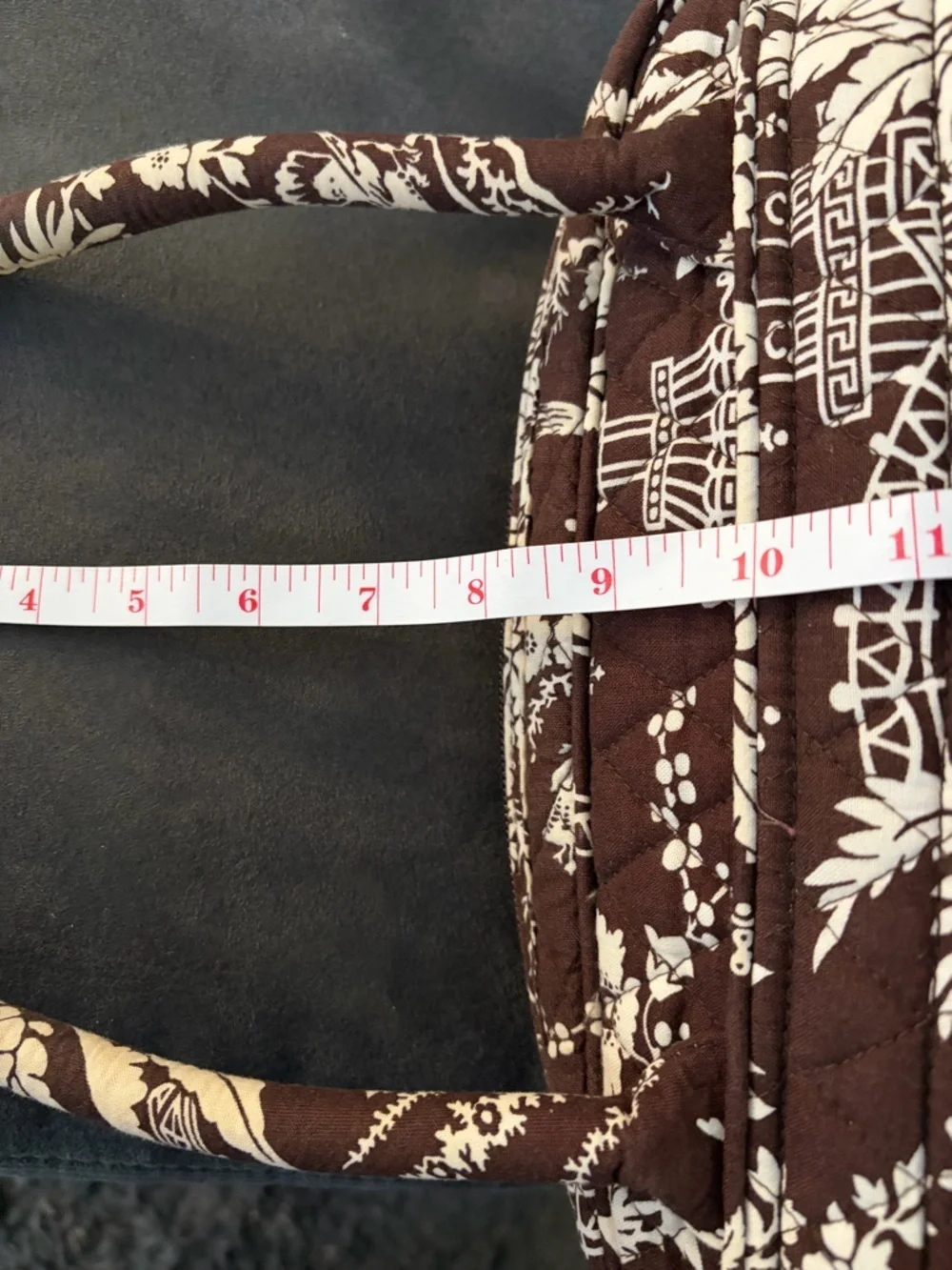 Vera Bradley Quilted Small Duffel Weekender Brown Floral Zip Top